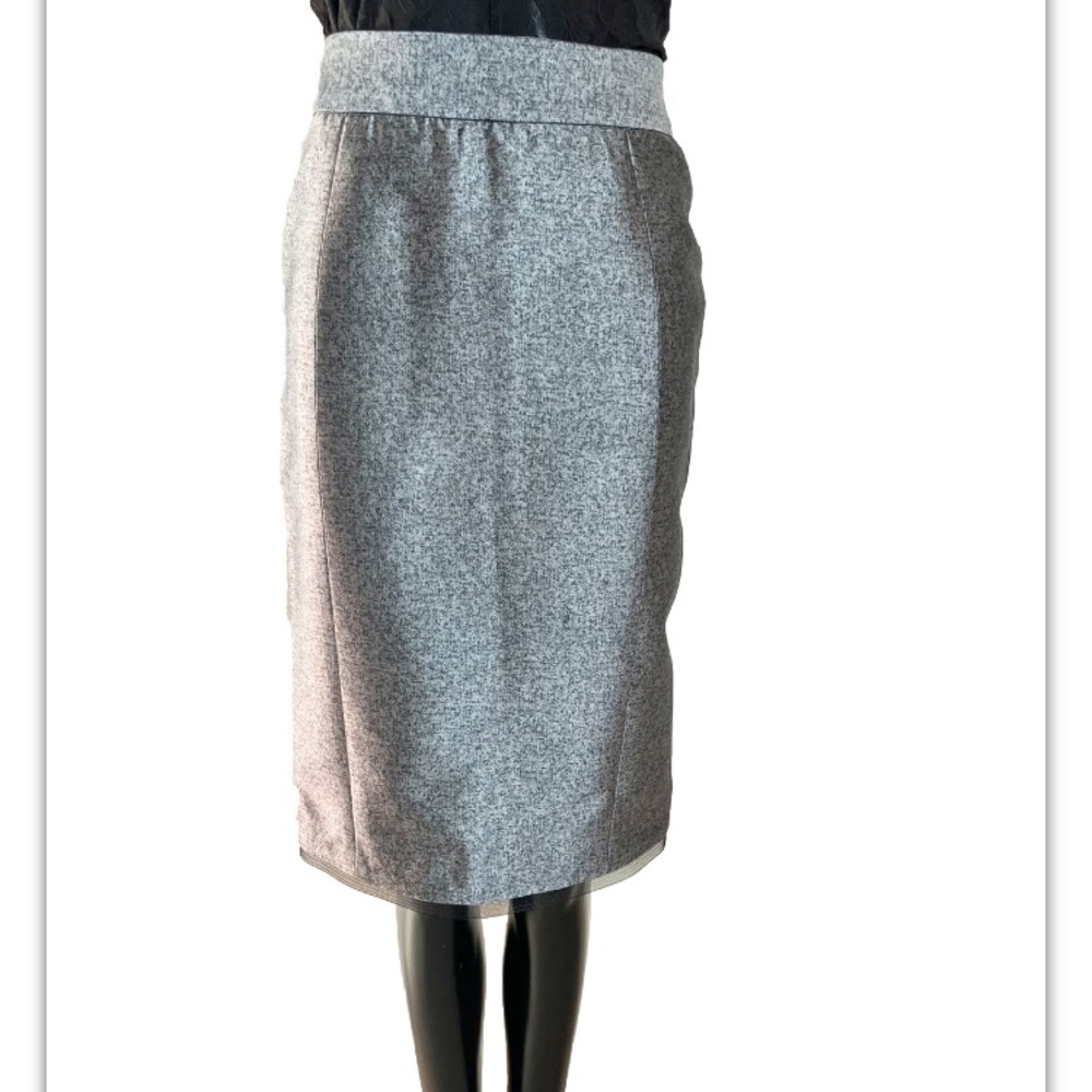 Monique LHUILLIER wool/SILK high waist EDGY PENCIL SKIRT Silk LINED! size:2 EUC
